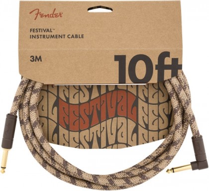 Fender Cable Instrumento Festival 10 pies (3 m) en L - Brown Stripe