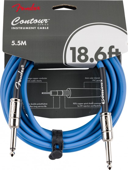 Fender Cable Contour™ 18.6 pies (5.5 m) Recto/Recto - Lake Placid Blue