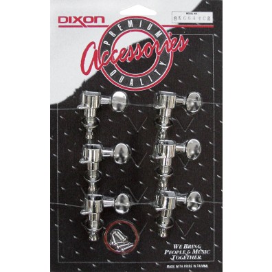Dixon Set Clavijeros 6 en Línea para Guitarra Eléctrica - Cromado 