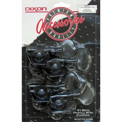 Dixon Set Clavijeros Trébol 4 en Línea para Bajo - Negro