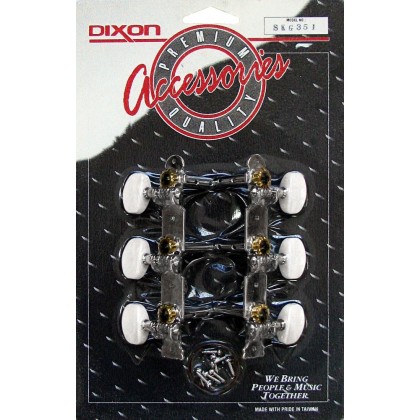 Dixon Set Clavijeros 3+3 Eje Delgado para Guitarra Acústica - Cromado
